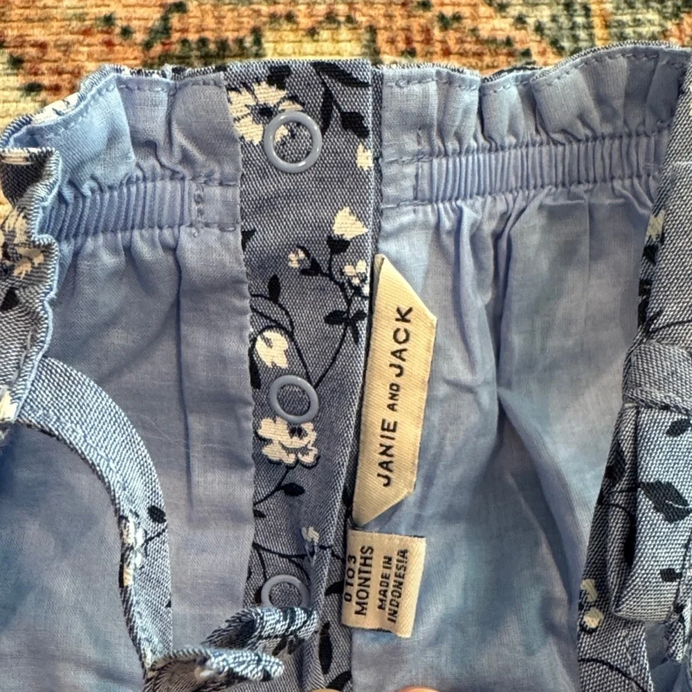 Janie and Jack Blue Floral Diaper Cover Set